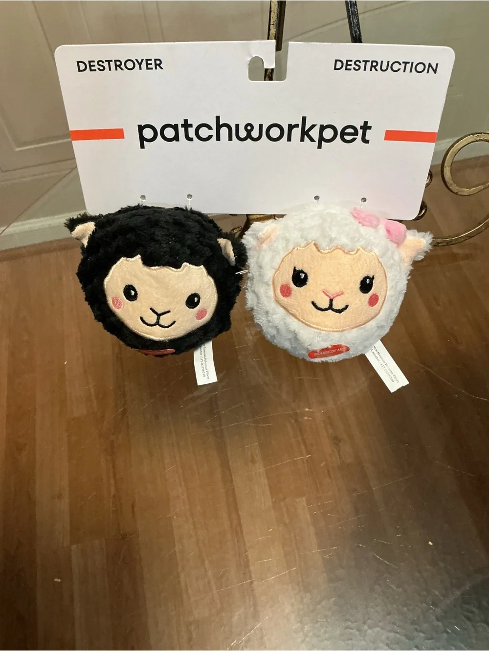 Brand New Patchwork~  Set Of 2  Sheep’s   Ball Belly ’ ~ Squeaky Dog Toy